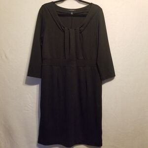 Lands' End L Dress Knee Length Black Jersey Knit Classic  Basic Office Comfort